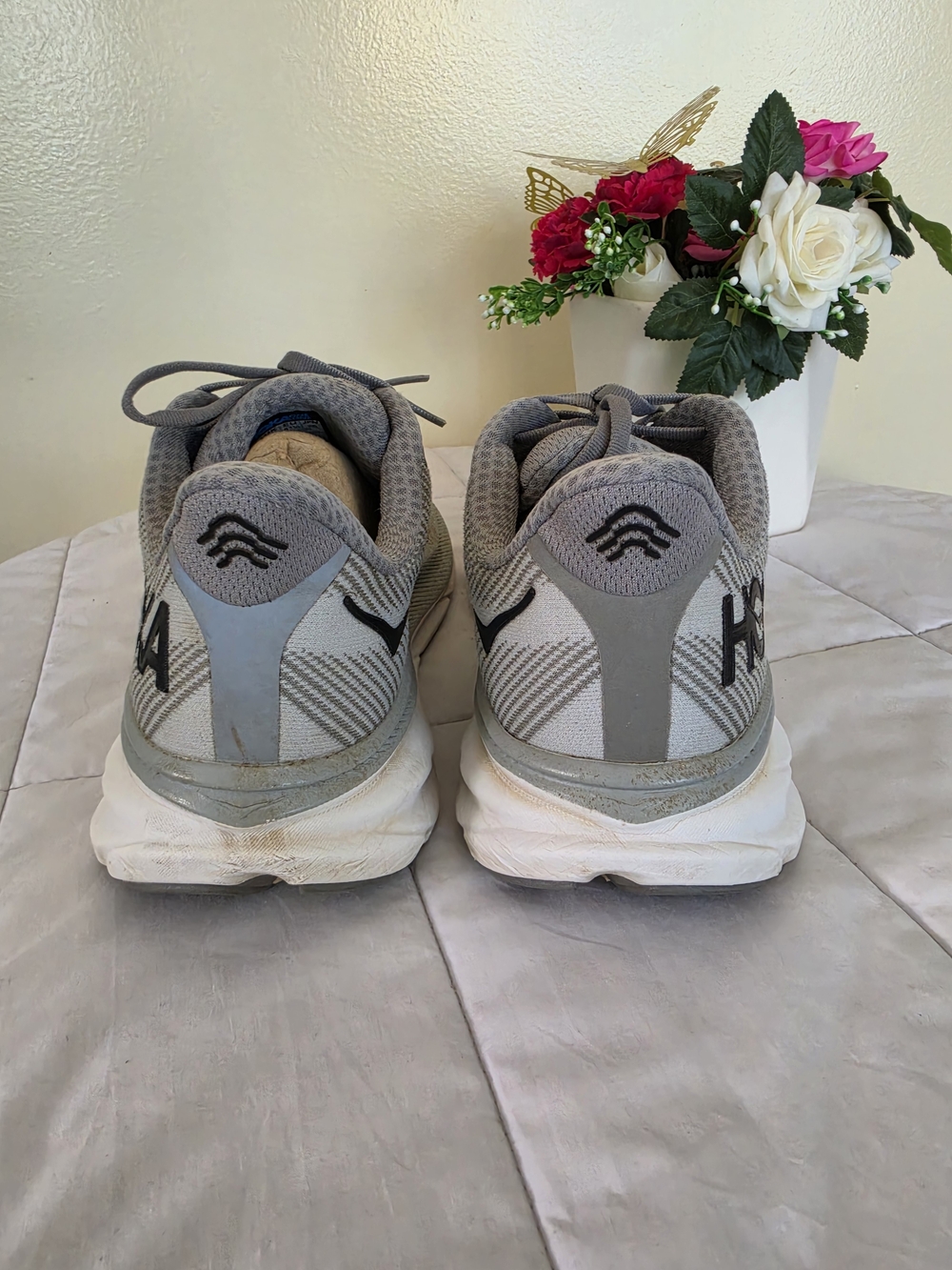 Hoka Clifton 9 Gray and White Men's Running Sneakers - Picture 5 of 7